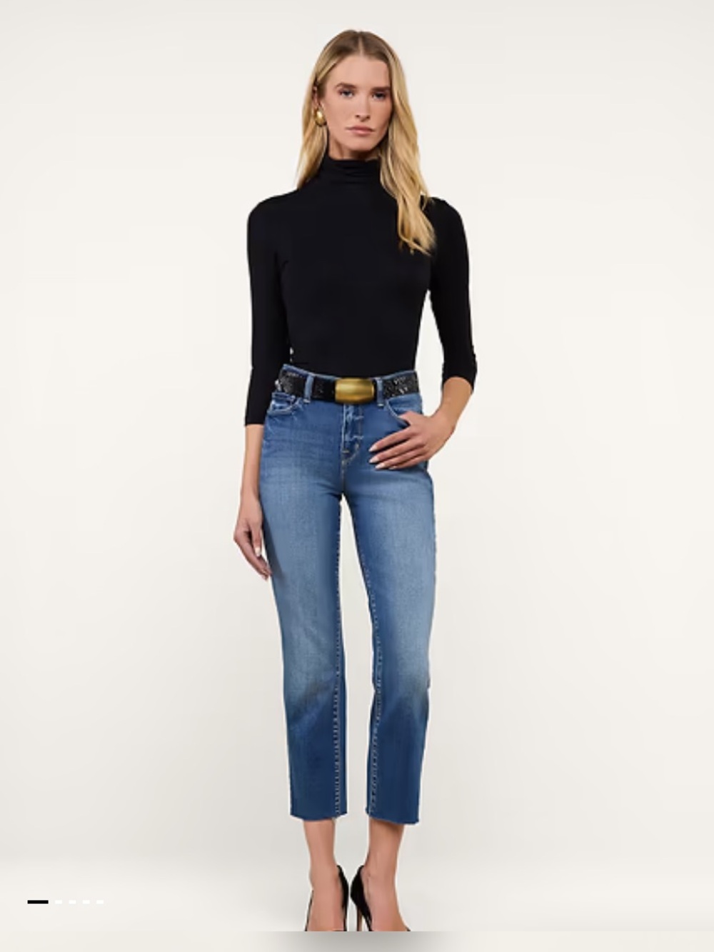 L'AGENCE Blue Cropped High-Rise Skinny Jeans
